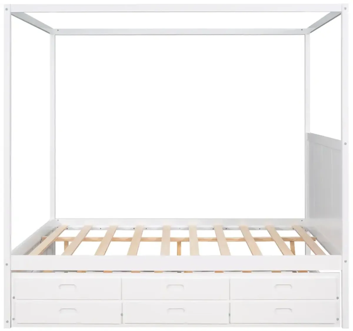 Merax Canopy Platform Bed with Trundle and  Storage Drawers