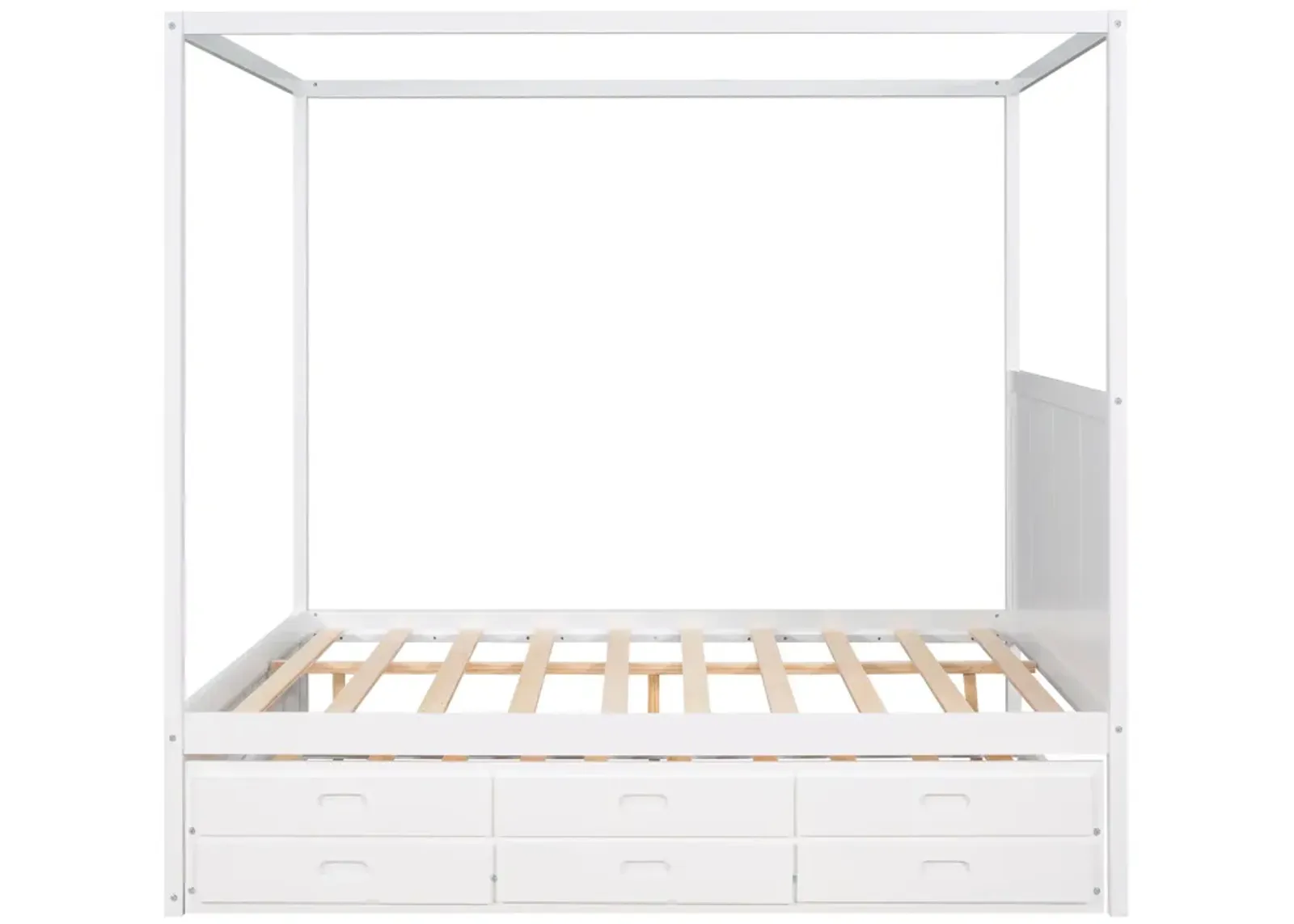 Merax Canopy Platform Bed with Trundle and  Storage Drawers