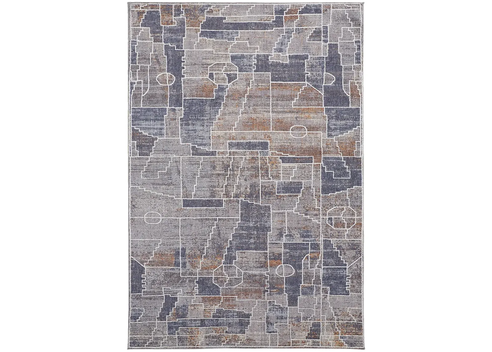 Francisco 39D4F Blue/Gray/Orange 2'10" x 8' Rug