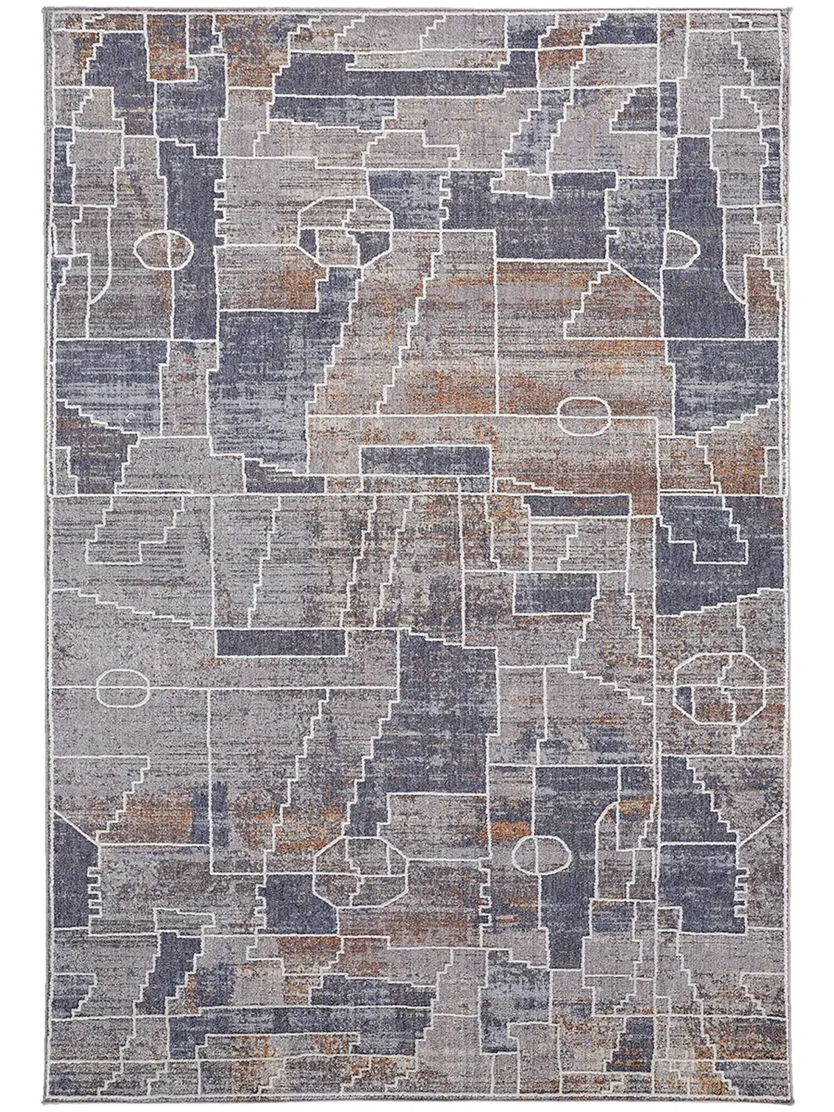 Francisco 39D4F Blue/Gray/Orange 2'10" x 8' Rug