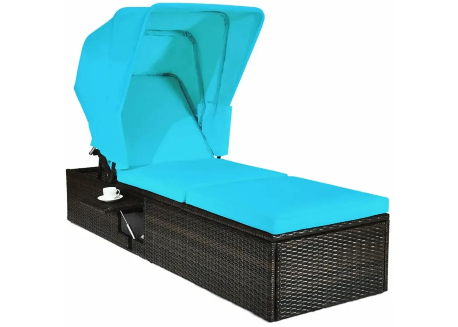 Hivvago Outdoor Chaise Lounge Chair with Folding Canopy