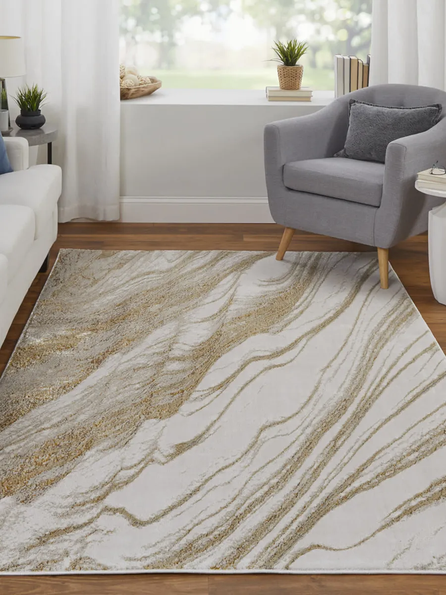 Aura 39LLF 13' x 20' Ivory/Taupe/Gold Rug