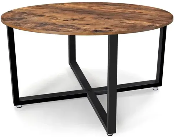 Hivvago Industrial Round Coffee Table with Metal Frame