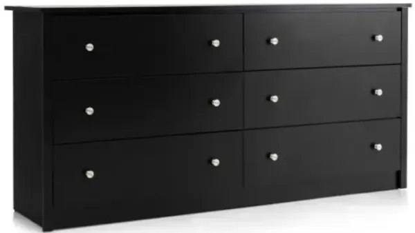 Freestanding 6-Drawer Dresser with Mental Knobs for Bedroom