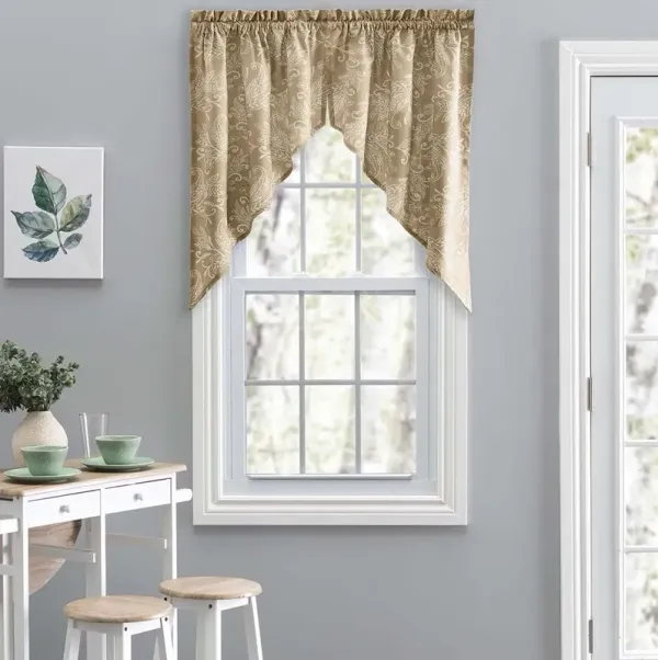 Ellis Curtain Lexington Leaf Pattern on Colored Ground Tailored Swags