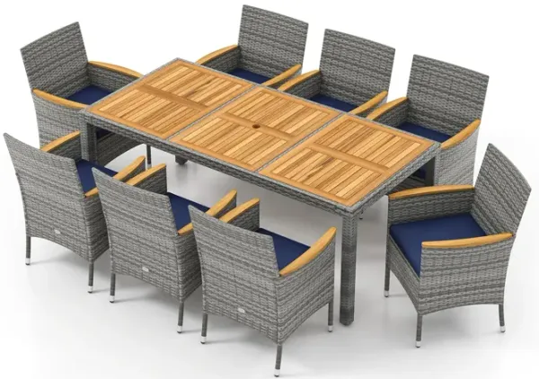 Patio Wicker Dining Set 9-Piece – Cushioned Chairs and Large Table