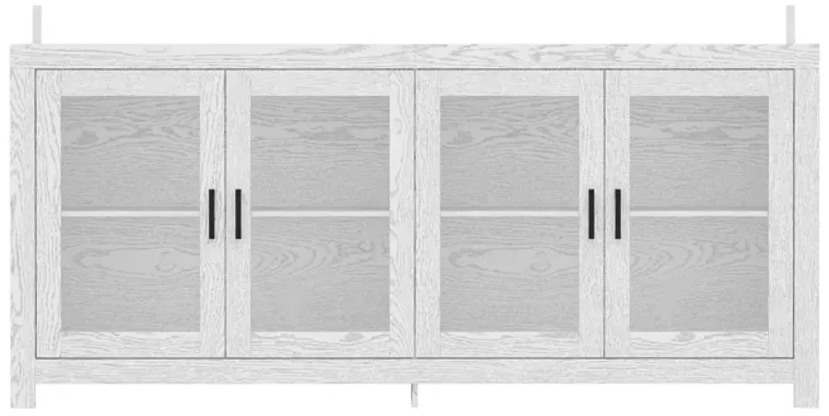 FUFU&GAGA 4-Door Sideboard with Glass Doors, Modern Storage Cabinet, (70.9" W x 15.7" D x 32" H), White