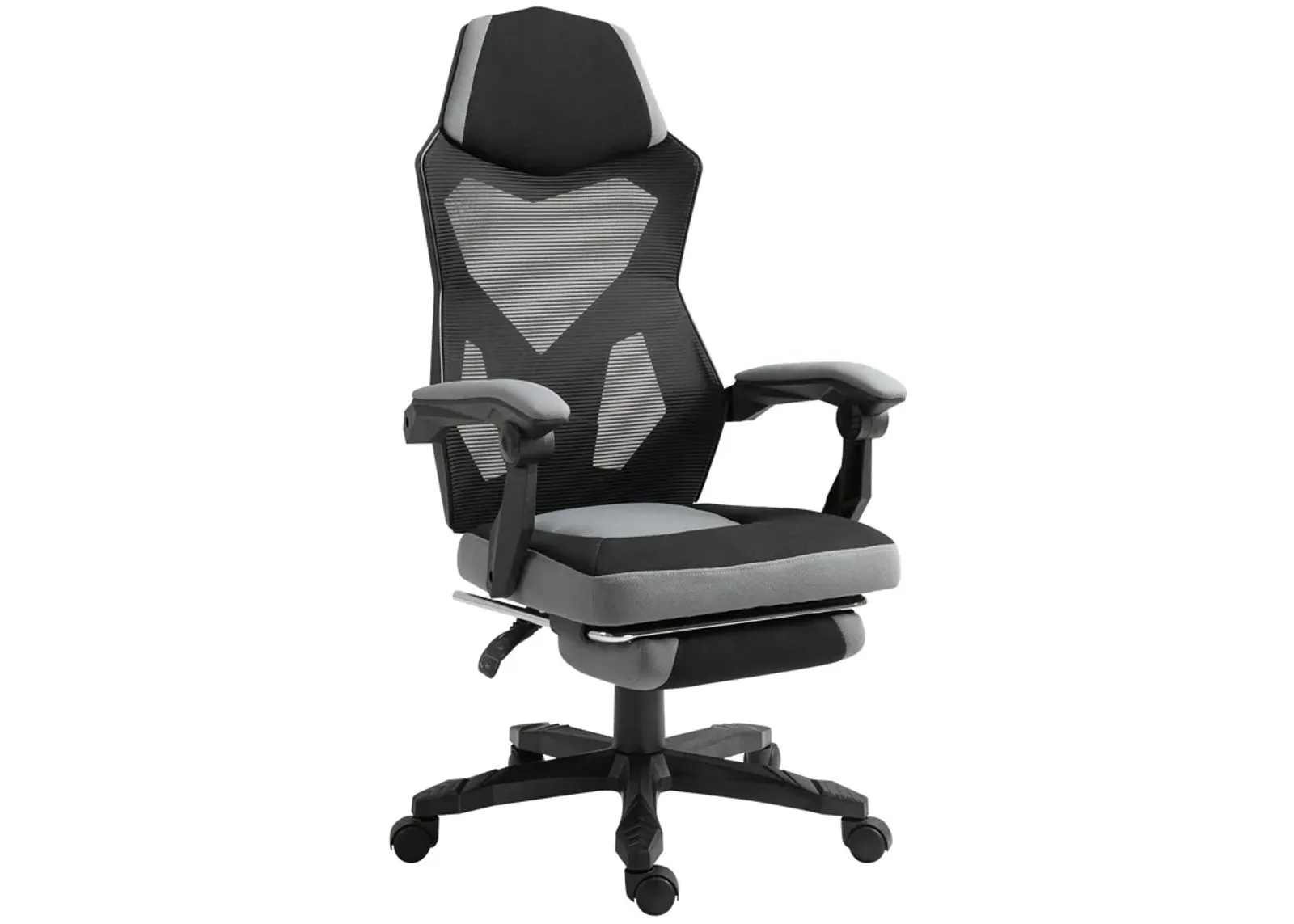 Grey Ergonomic Task Chair: Mesh Office Chair with Adjustable Footrest