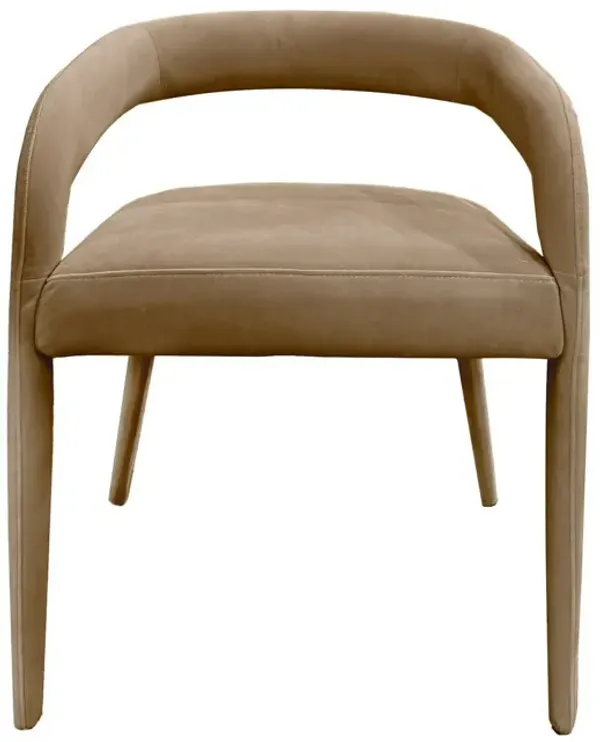 Lon 23 Inch Dining Chair, Cushioned Seat, Curved Open Back, Beige Polyester - Benzara