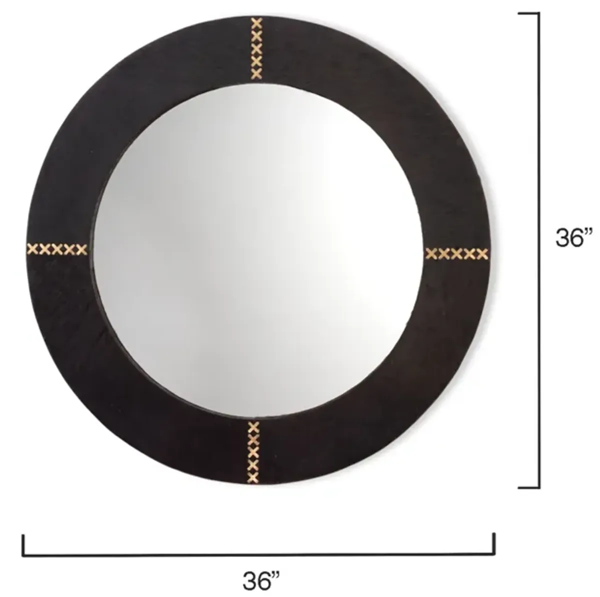 Round Cross Stitch Mirror, Espresso Hide