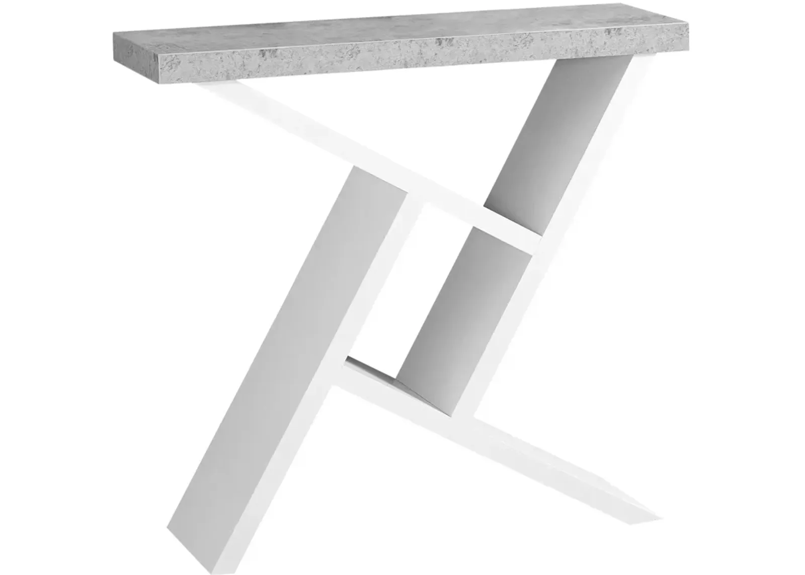 Ergode Accent Table - 36" L Console Table in White/Grey Cement-Look Finish | Symmetrical Base | Spacious Table Top | Versatile & Eye-Catching