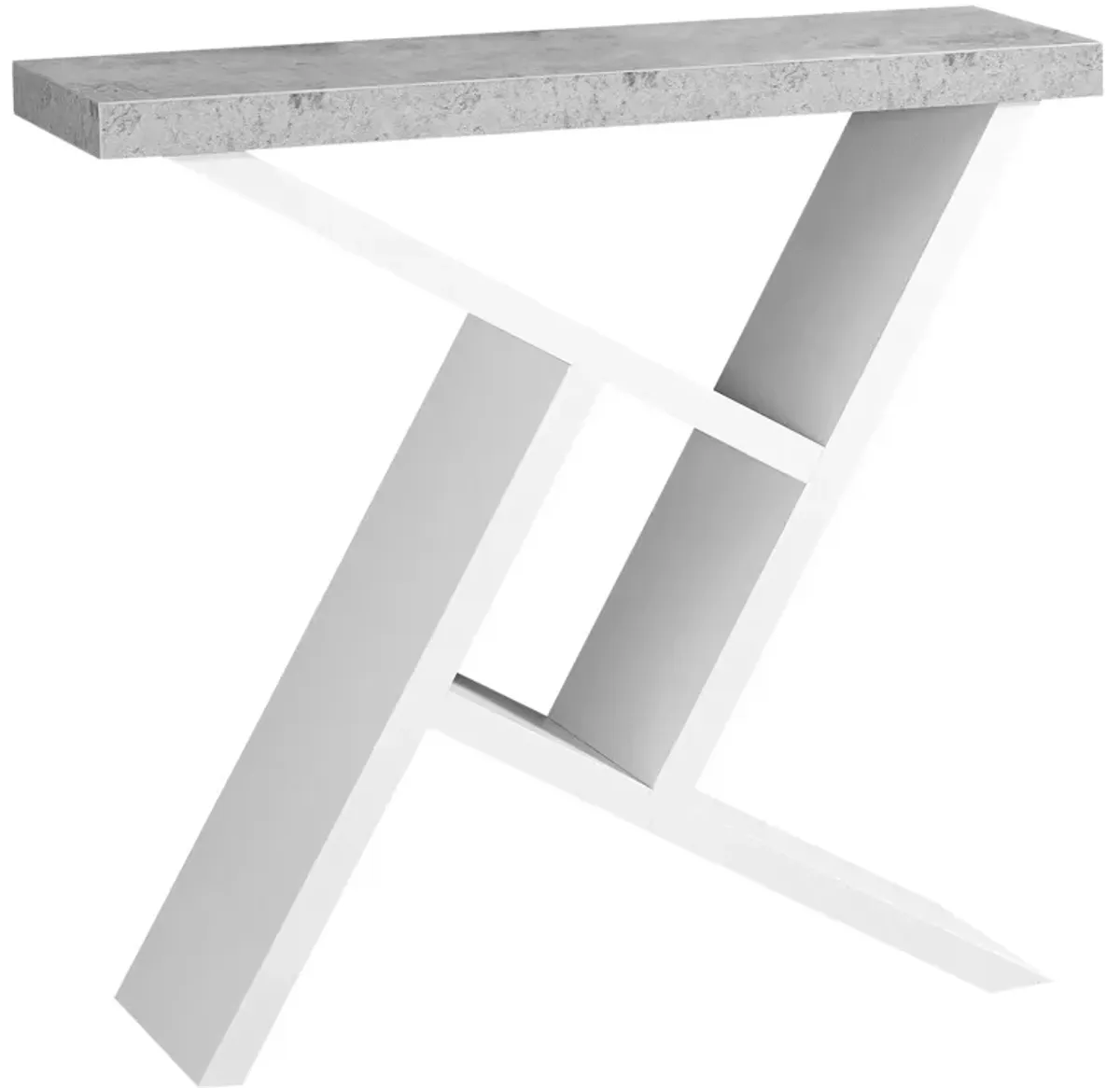 Ergode Accent Table - 36" L Console Table in White/Grey Cement-Look Finish | Symmetrical Base | Spacious Table Top | Versatile & Eye-Catching