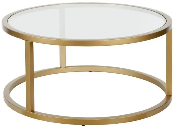 Hudson&Canal Parker 35'' Wide Round Coffee Table in Brass