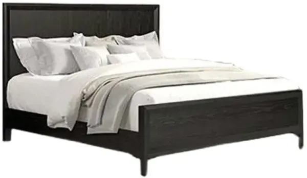 Kaira Queen Size Bed, Metal Accents, Espresso Brown Solid Rubberwood - Benzara
