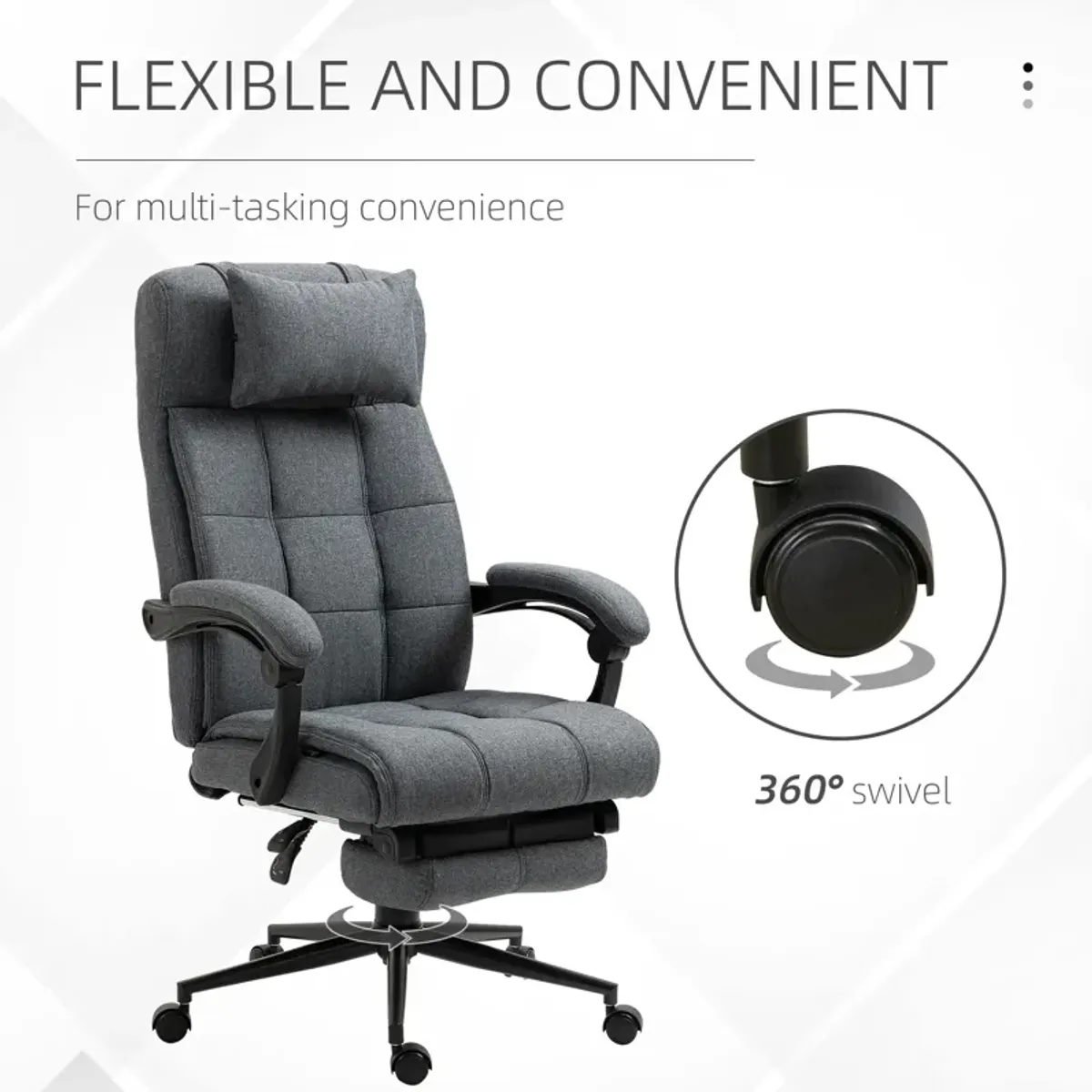 Dark Grey Executive Comfort: Reclining High-Back Swivel Chair