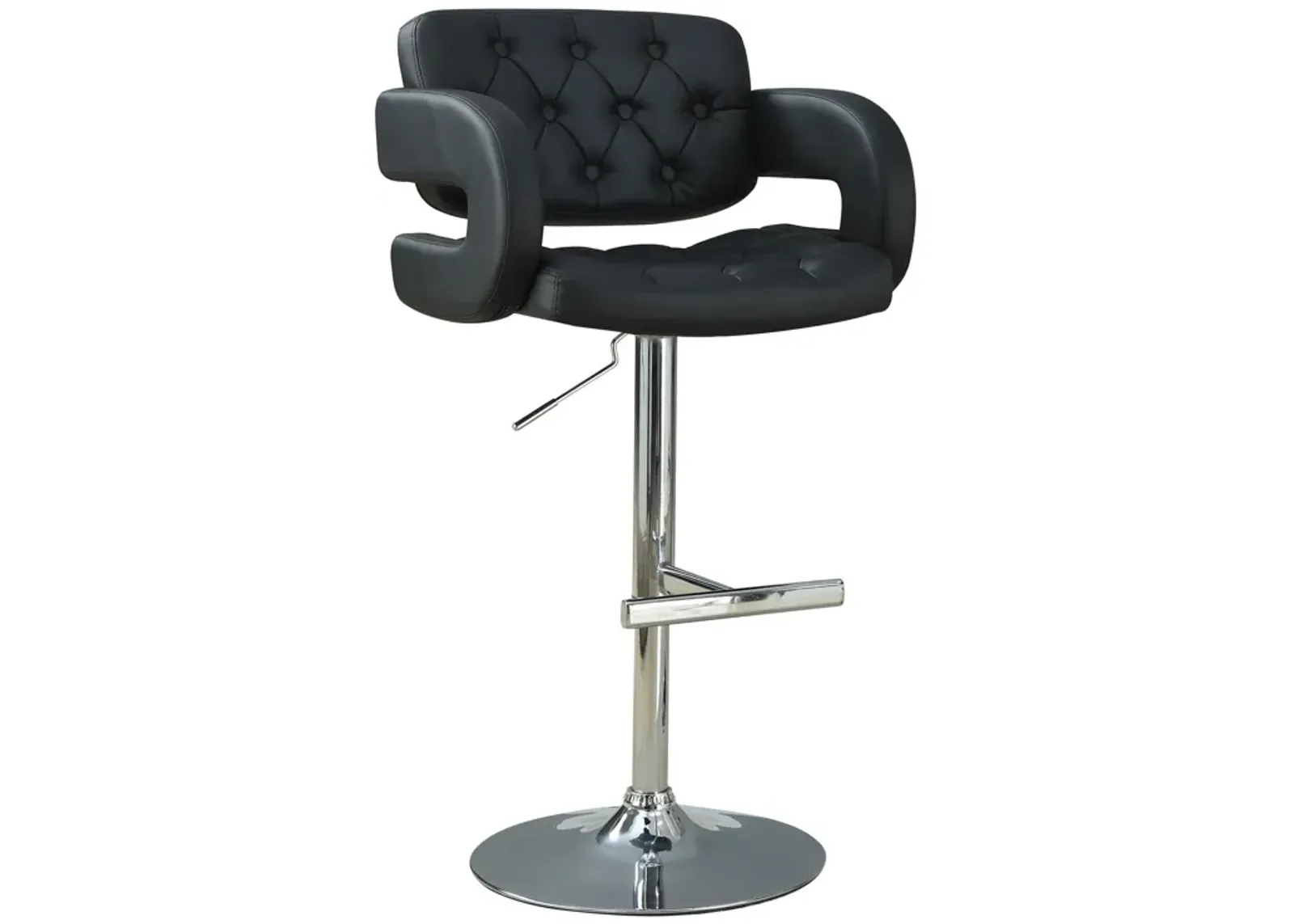 Contemporary Adjustable Height Barstool, Black-Benzara