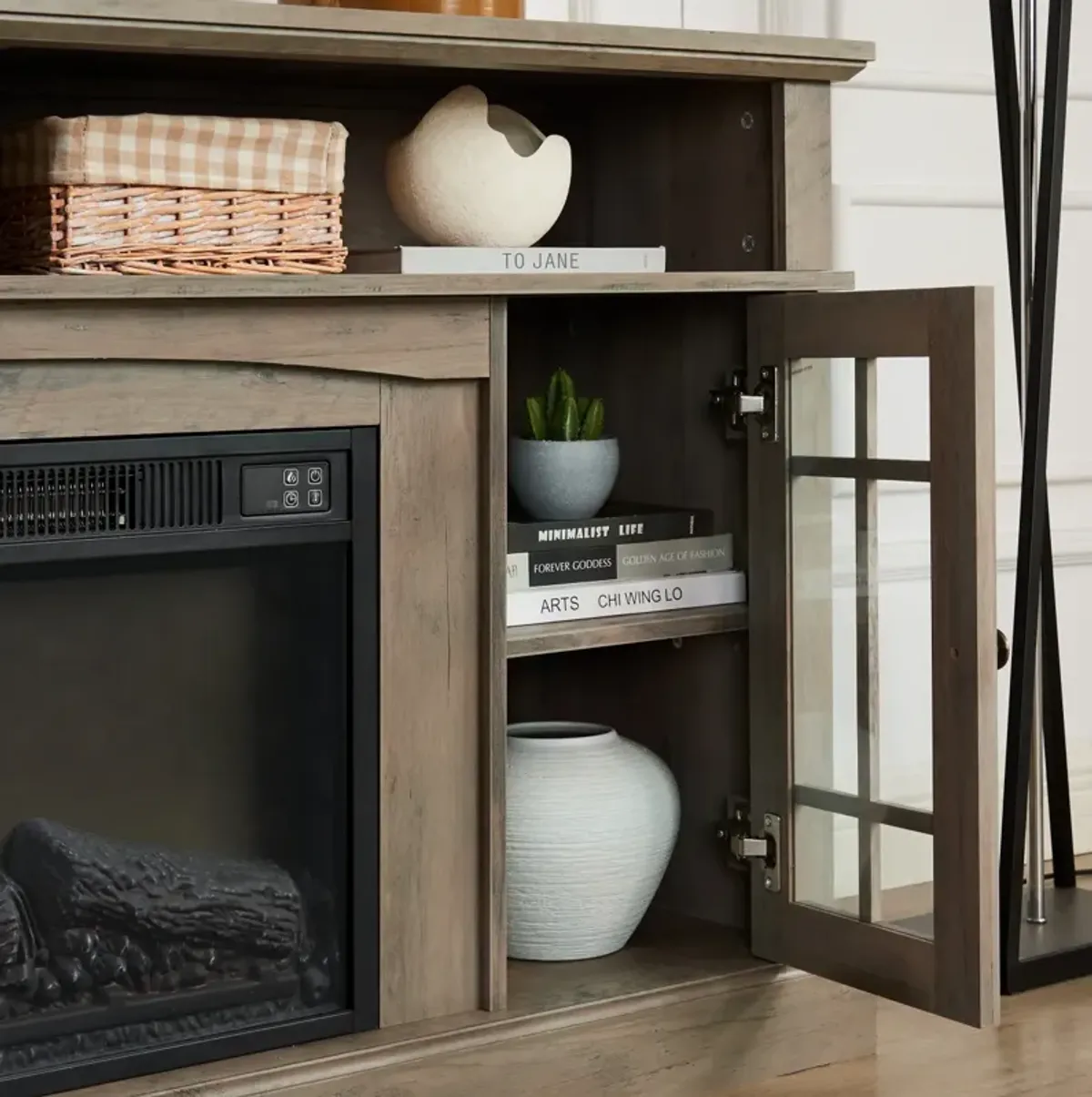 Classic TV Stand with 23" Fireplace for TVs up to 65"