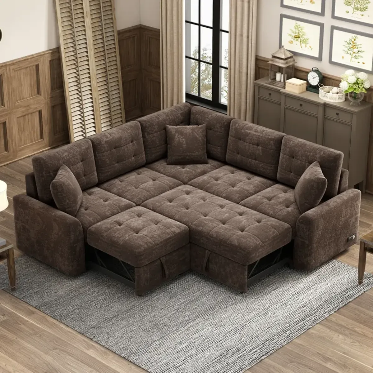 Merax Pull-out Sleeper Sofa with Wheels