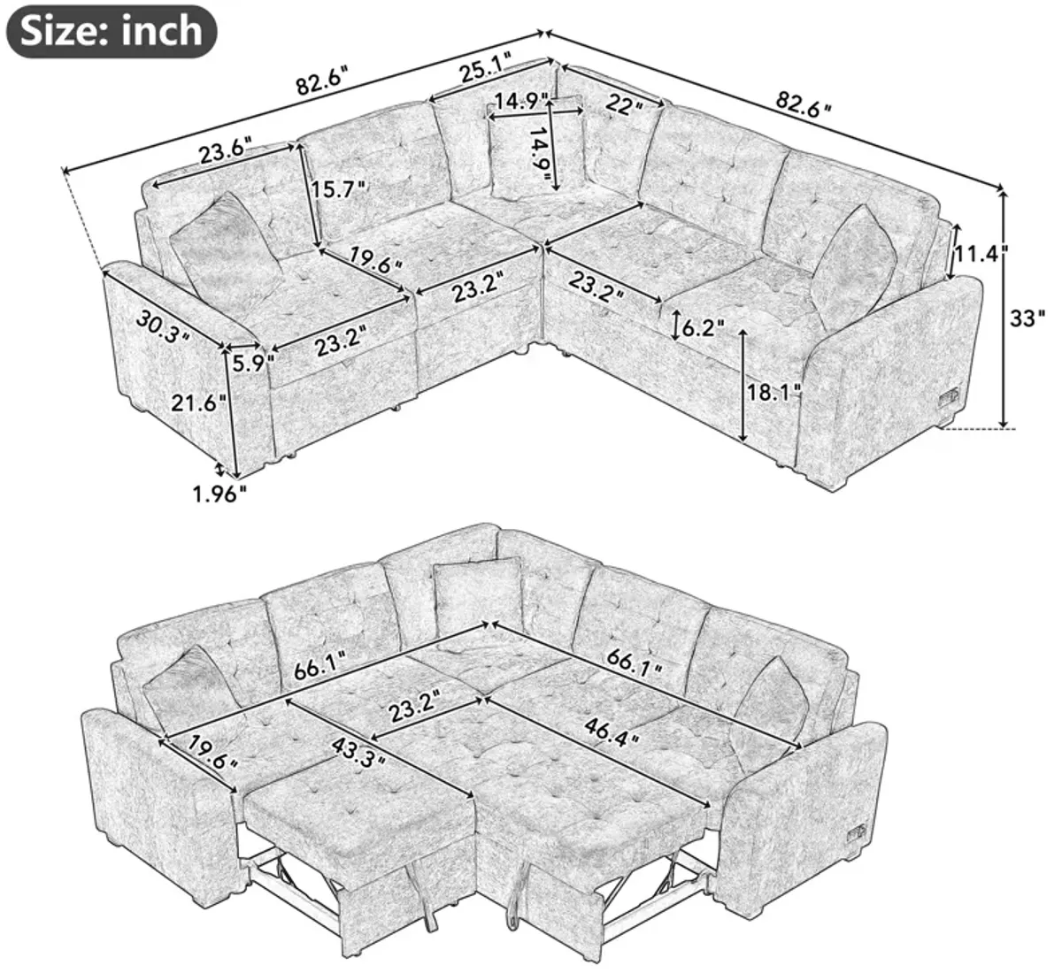 Merax Pull-out Sleeper Sofa with Wheels