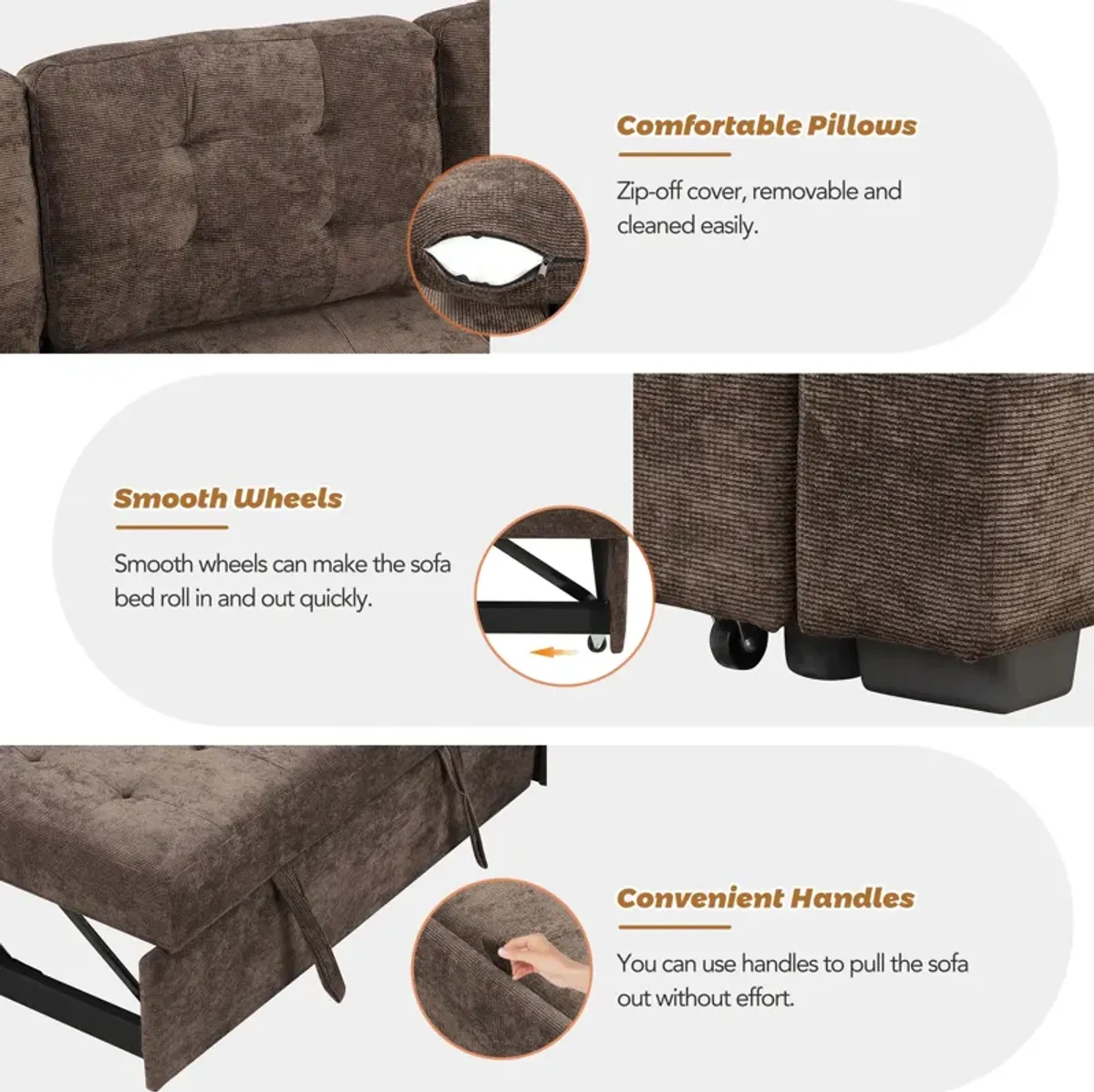 Merax Pull-out Sleeper Sofa with Wheels