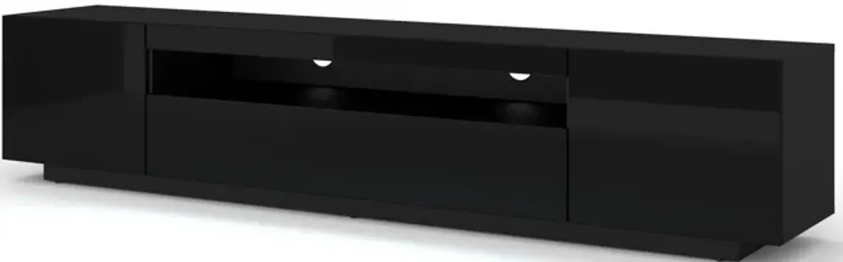 TV Stand Aura 79" Universal Cabinet Hanging or Standing Black High Gloss MDF