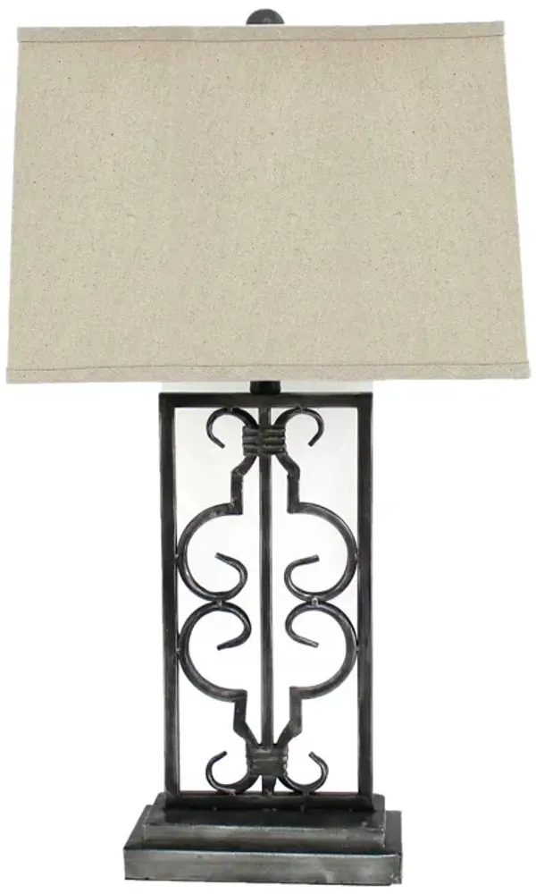 Hivvago 29" Distressed Gray Metal Bedside Lamp With Beige Shade
