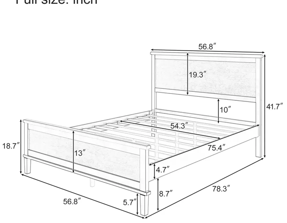 Merax Mid-Century Wood Platform Bed with Headboard