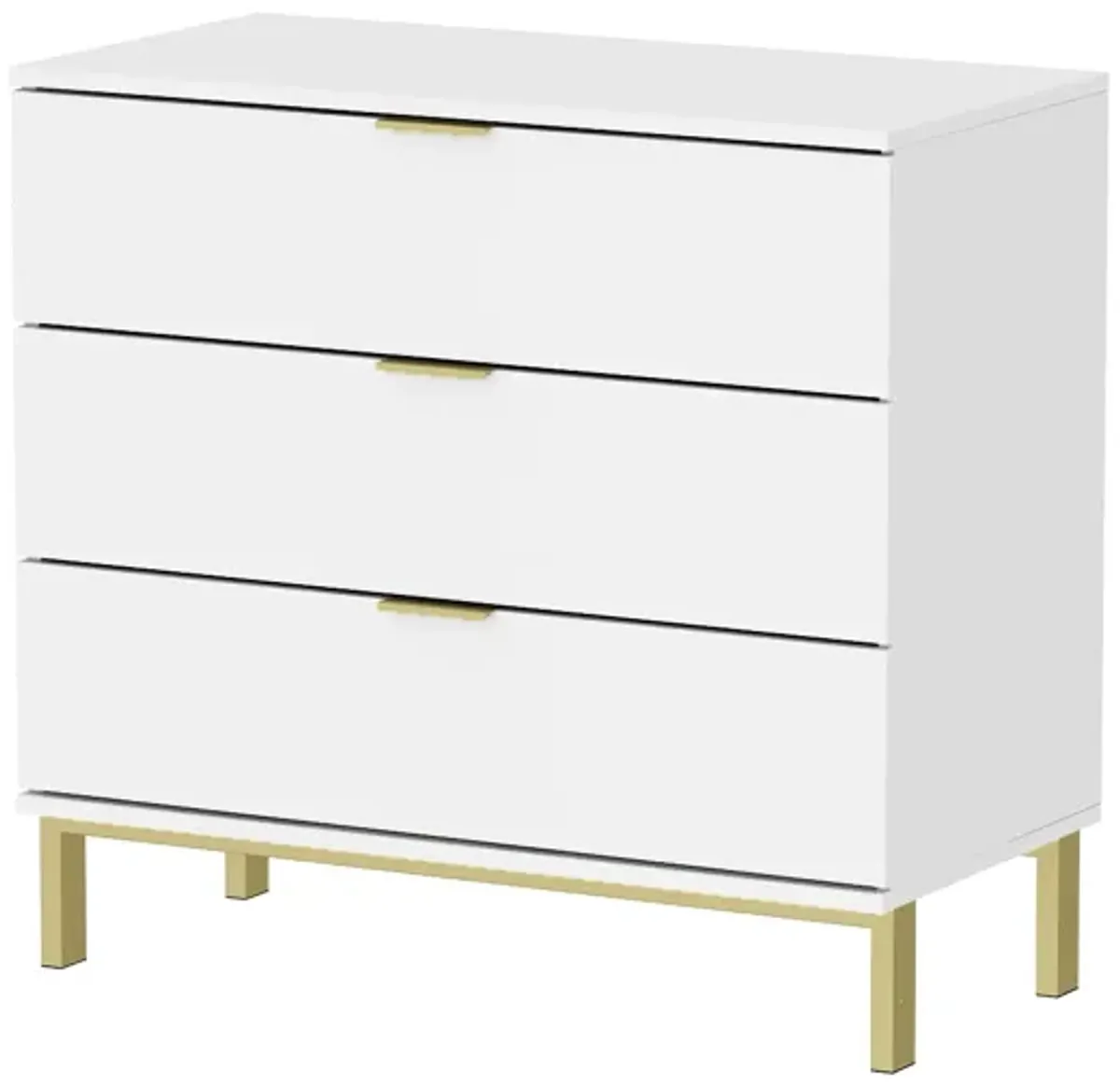 FUFU&GAGA  3-Drawers White Wood Chest of Drawers Dresser Vanity Table Storage Cabinet Nightstand 29.7 in. H x 31.5 W x 15.7 D