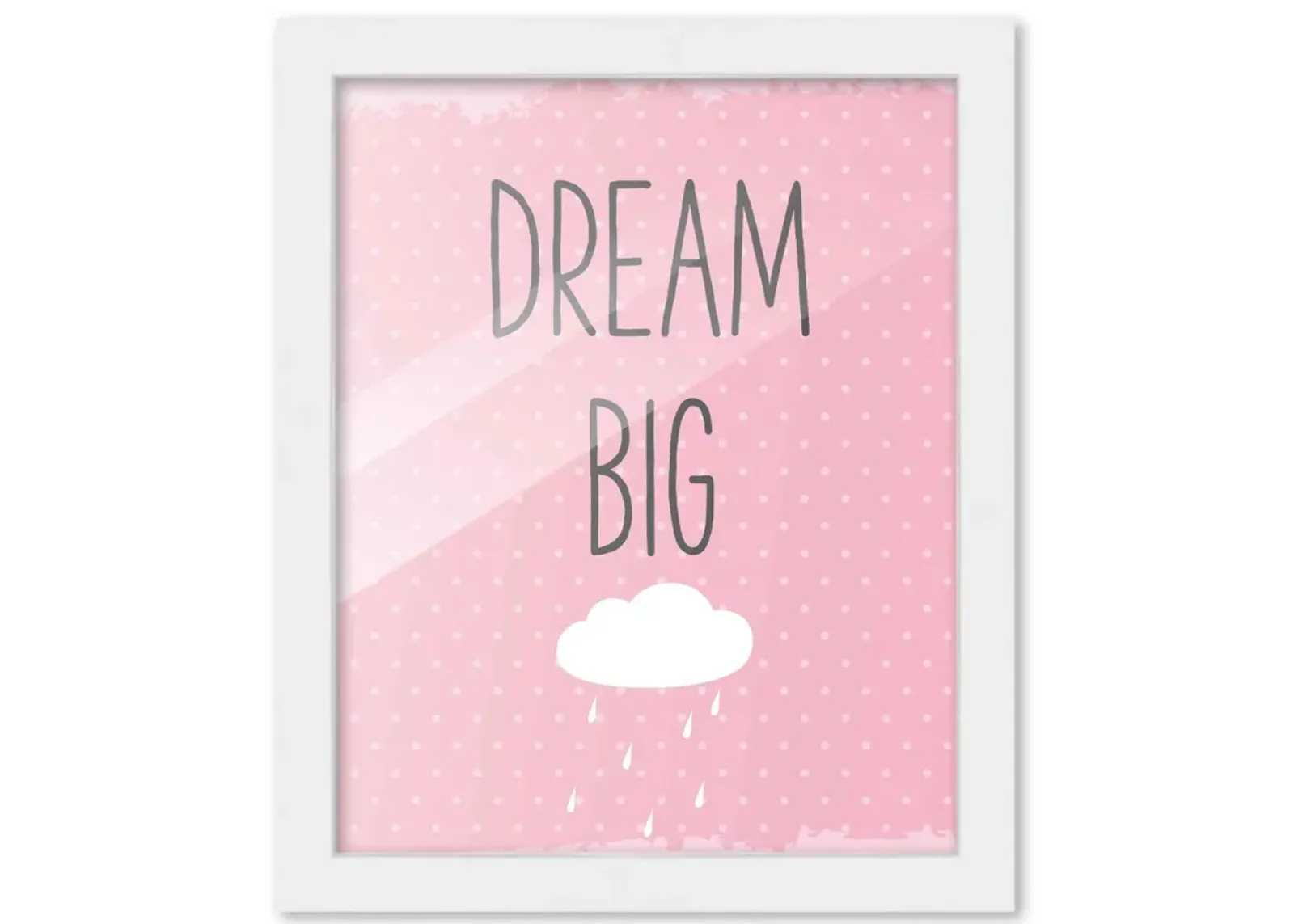 8x10 Framed Nursery Wall Adventure Girl Dream Big Poster in White Wood Frame For Kid Bedroom or Playroom