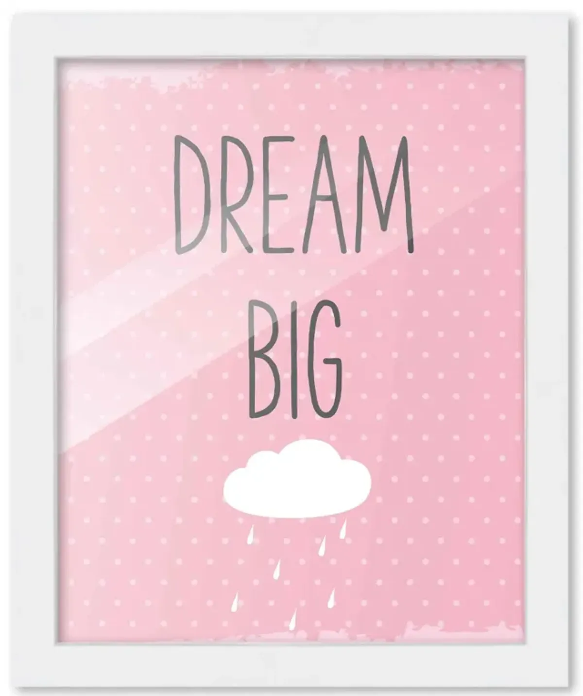 8x10 Framed Nursery Wall Adventure Girl Dream Big Poster in White Wood Frame For Kid Bedroom or Playroom