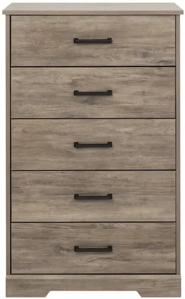 Prepac Rustic Ridge Brown 5 Drawer 18.5D x 27.5W x 43.5H Dresser