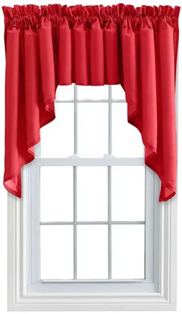 Ellis Stacey 3" Rod Pocket High Quality Fabric Solid Color Window Lined Swag Set 126"x36" Red