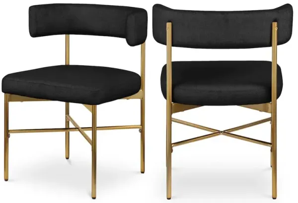 Meridian Furniture Rivage Black Durable Linen Textured Fabric Dining Chair, Set of 2