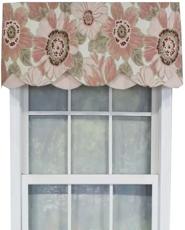 RLF Home Verona Petticoat Modern Premium Design Printed Valance 3" Rod Pocket 50" x 15" Blossom Pink