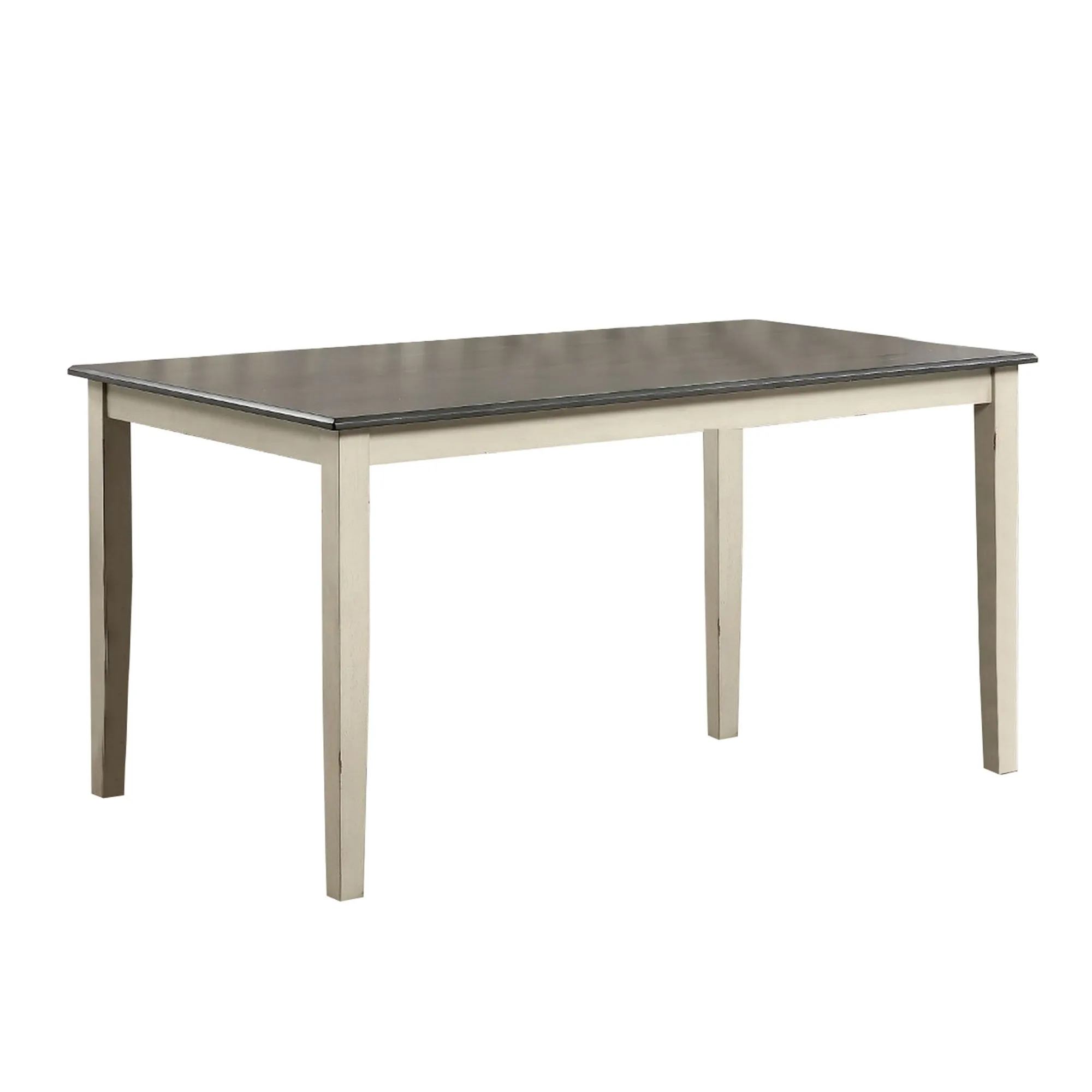 Two Tone Wooden Dining Table with Block Legs, White-Benzara