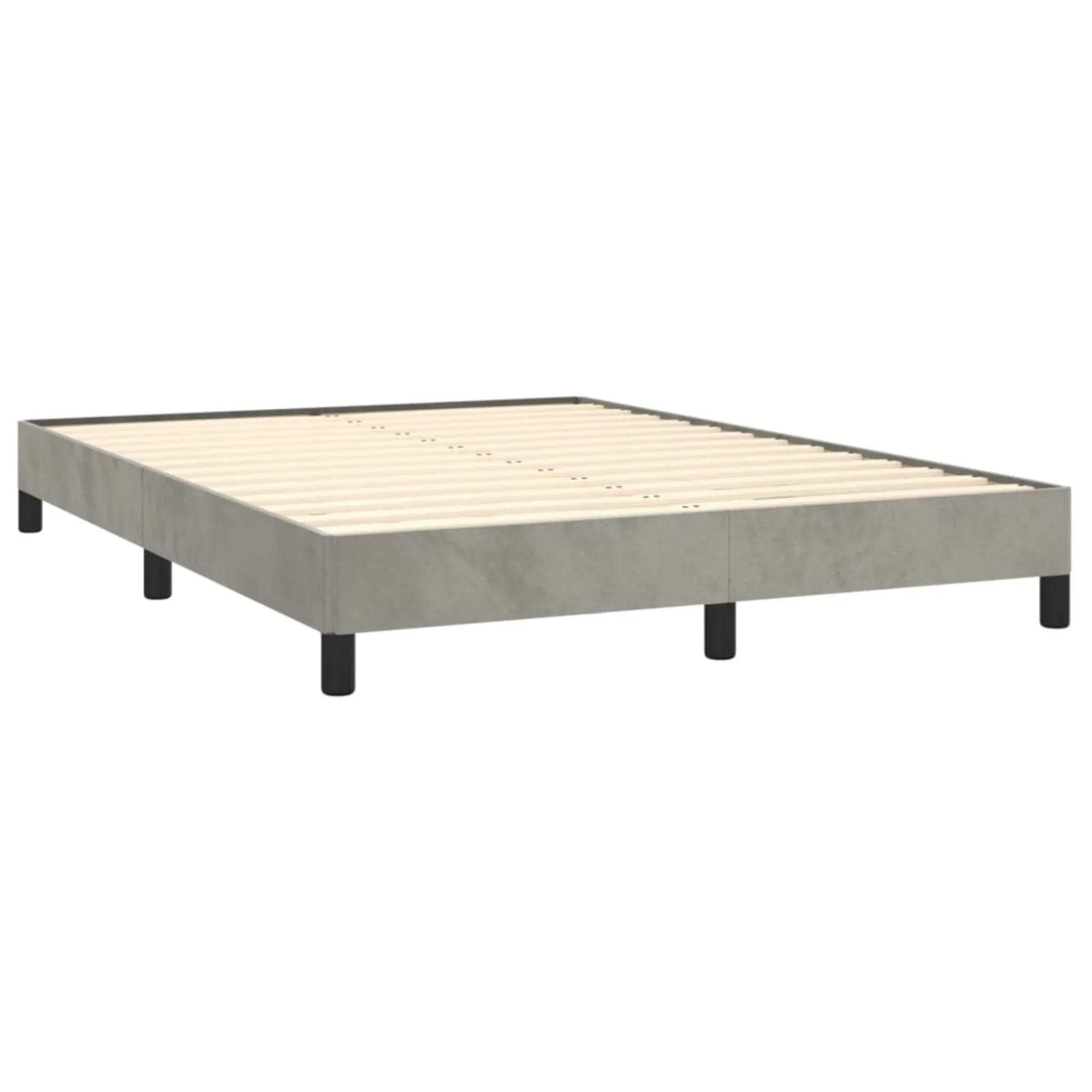 vidaXL Bed Frame - Full Velvet, Light Gray Double Bed Made of Plywood and Engineered Wood, Sized 76" x 55.1" x 9.8", Suitable for Mattress Size 53.9" x 74.8"