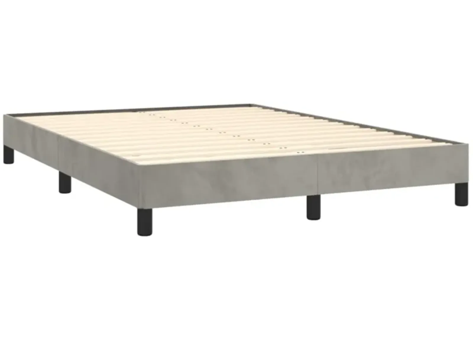 vidaXL Bed Frame - Full Velvet, Light Gray Double Bed Made of Plywood and Engineered Wood, Sized 76" x 55.1" x 9.8", Suitable for Mattress Size 53.9" x 74.8"