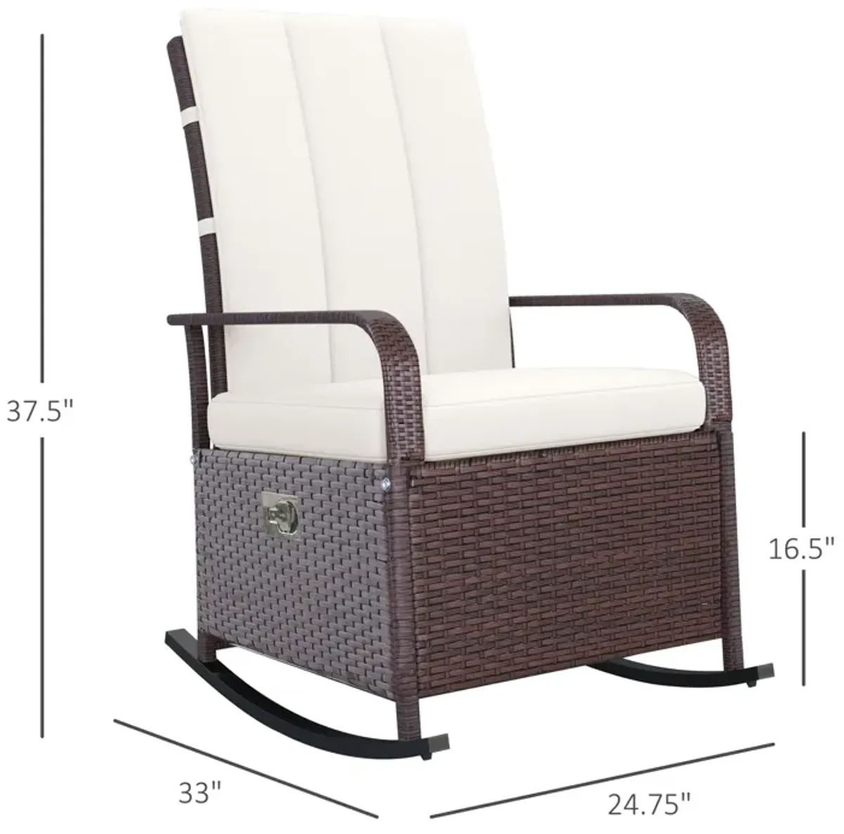 Cream Outdoor Comfort: Rattan Wicker Rocking Chair with Adjustable Footrest