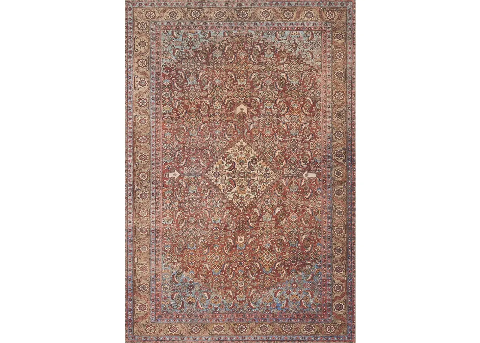 Loren LQ06 Red/Multi 3'6" x 5'6" Rug