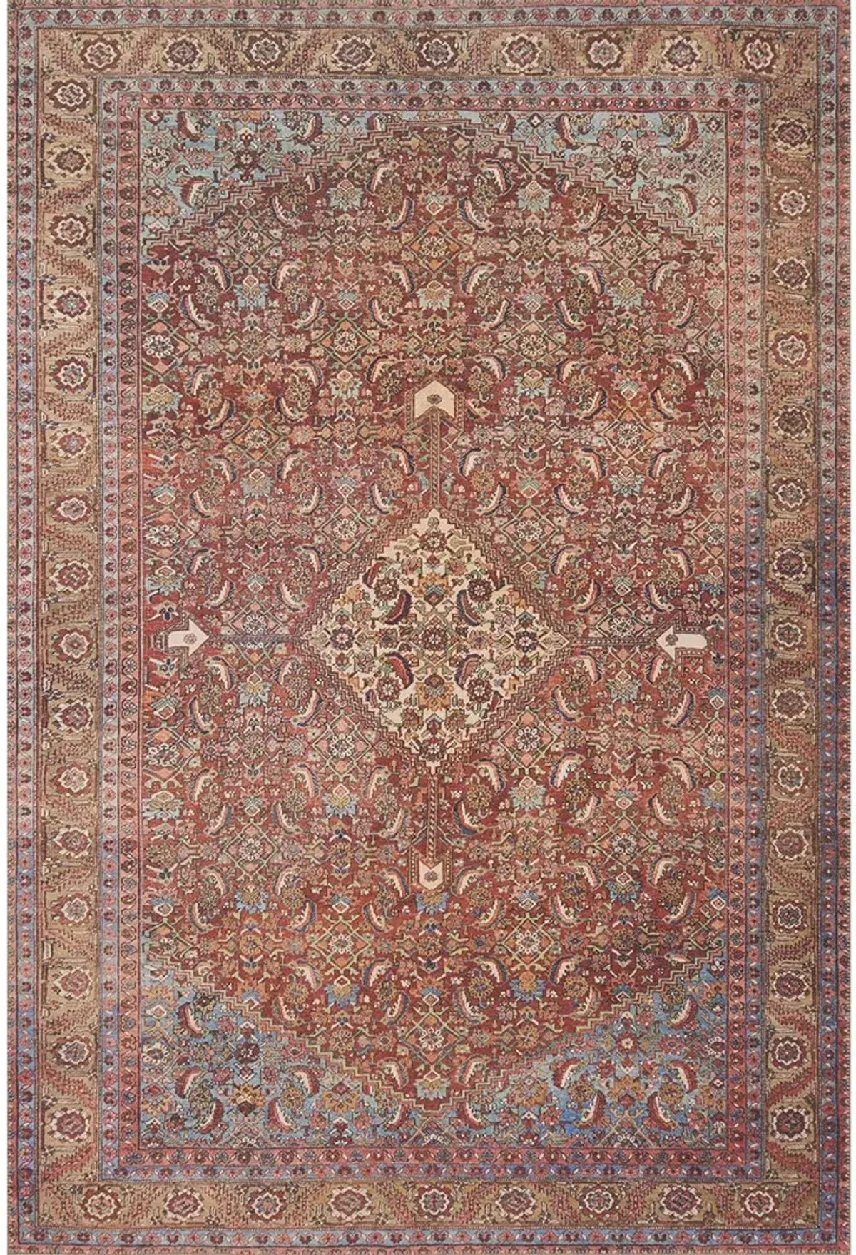 Loren LQ06 Red/Multi 3'6" x 5'6" Rug