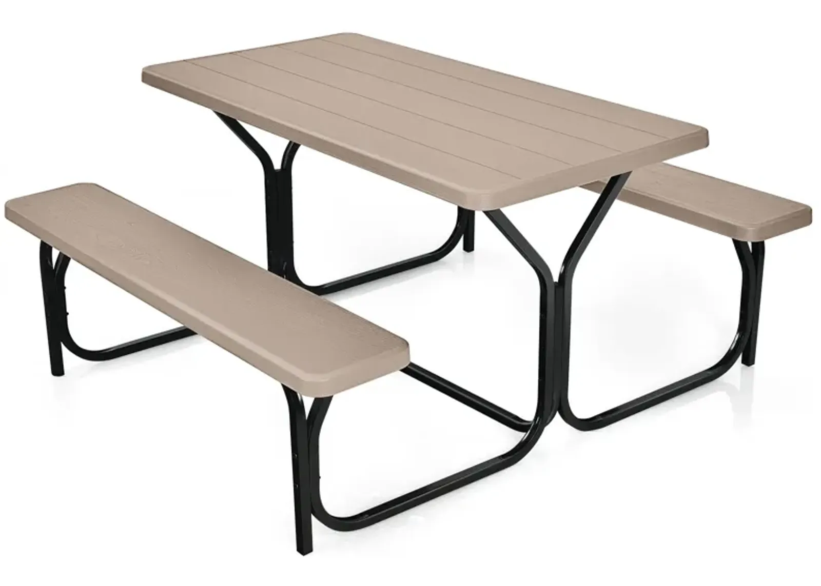 HDPE Outdoor Picnic Table Bench Set with Metal Base