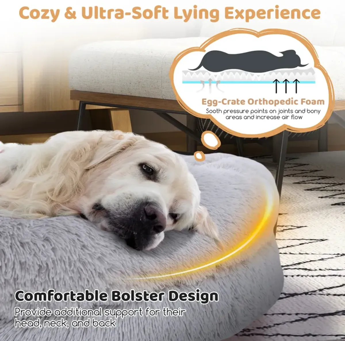 Washable Fluffy Human Dog Bed with Soft Blanket and Plump Pillow – Cozy Pet Bed for Comfort and Rest