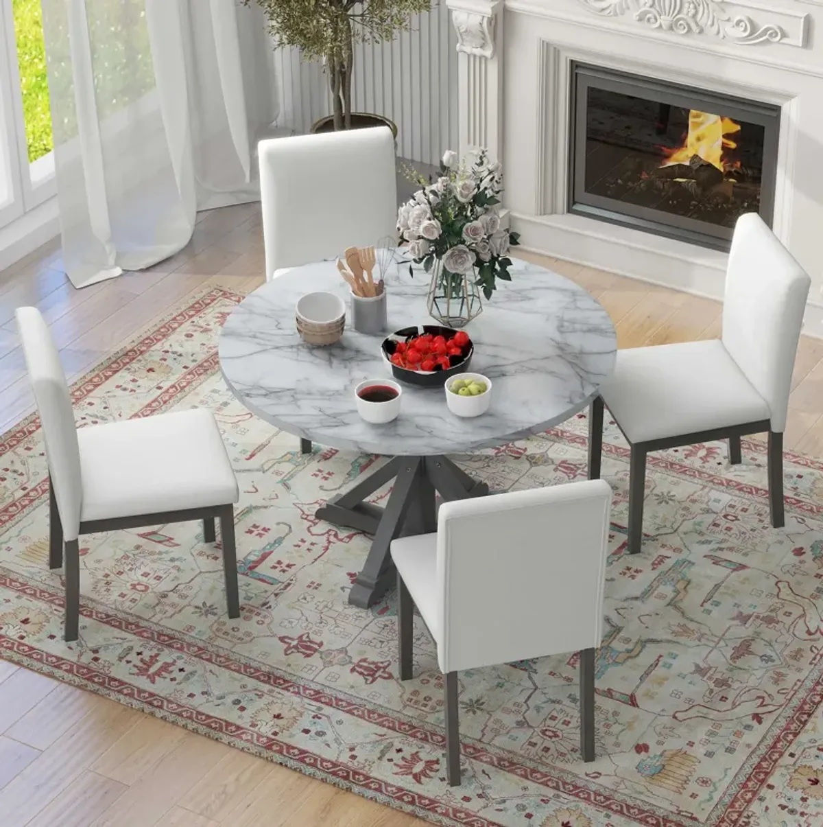 Merax 5-Piece Farmhouse Style Dining Table Set