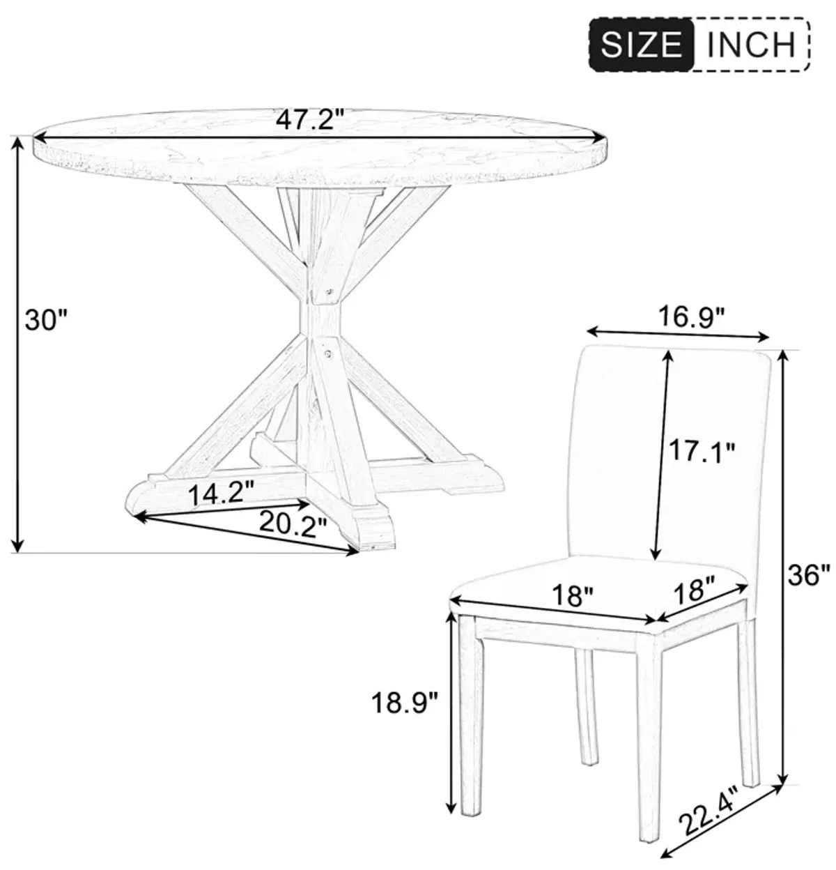 Merax 5-Piece Farmhouse Style Dining Table Set