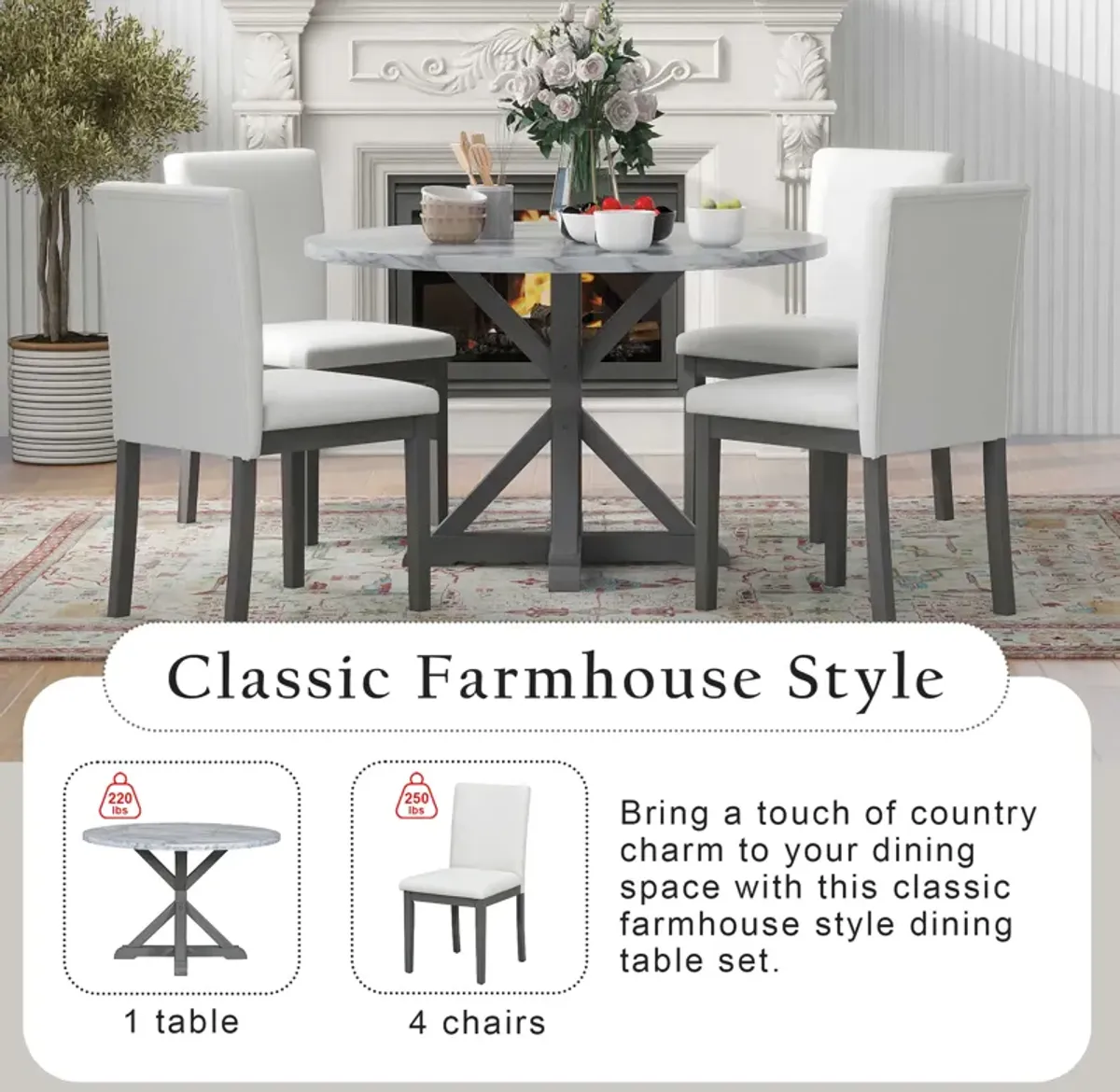 Merax 5-Piece Farmhouse Style Dining Table Set