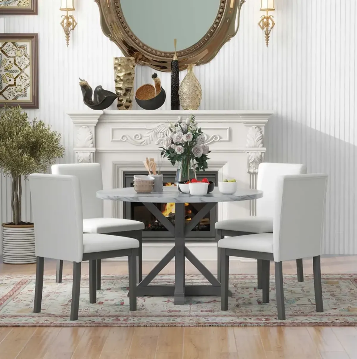 Merax 5-Piece Farmhouse Style Dining Table Set