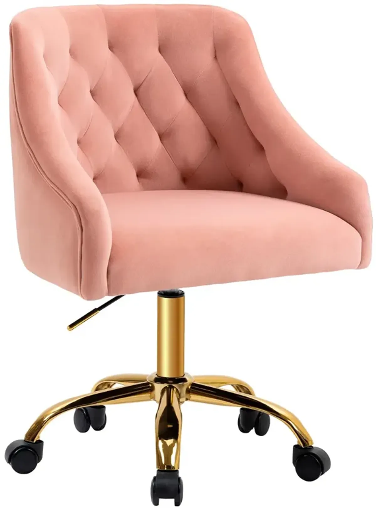 MOJAY Velvet Office Swivel Chair, Vanity Chair, Fabric Desk Chair, Pretty Fancy Chair, Gold Office Chair for Girls, 360Swivel He