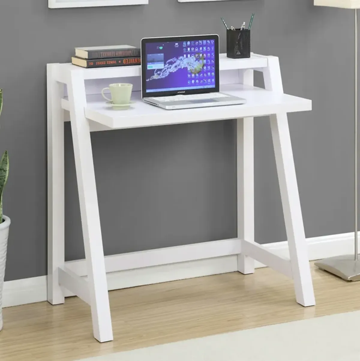 Hivvago White Modern Minimalist Compact Laptop Computer Desk