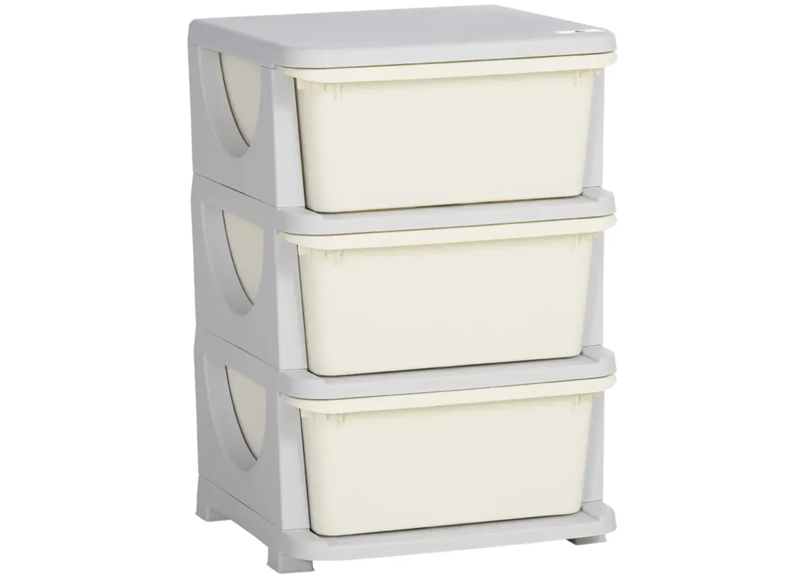 Cream White Kids' Storage: 3-Tier Organizer with Spacious Drawers