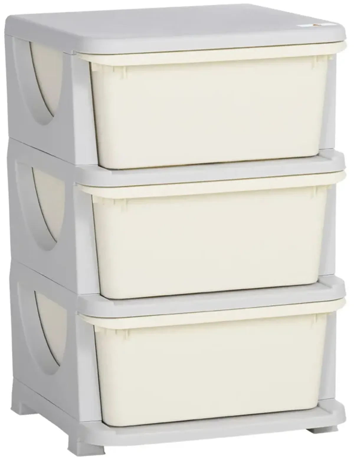 Cream White Kids' Storage: 3-Tier Organizer with Spacious Drawers